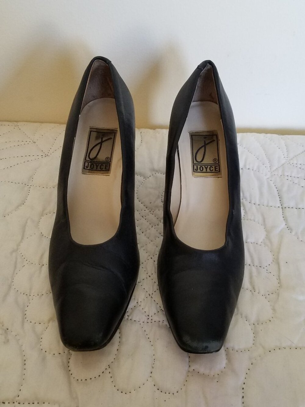 Vintage Joyce Black Leather Slip on Women's Shoes 10 M